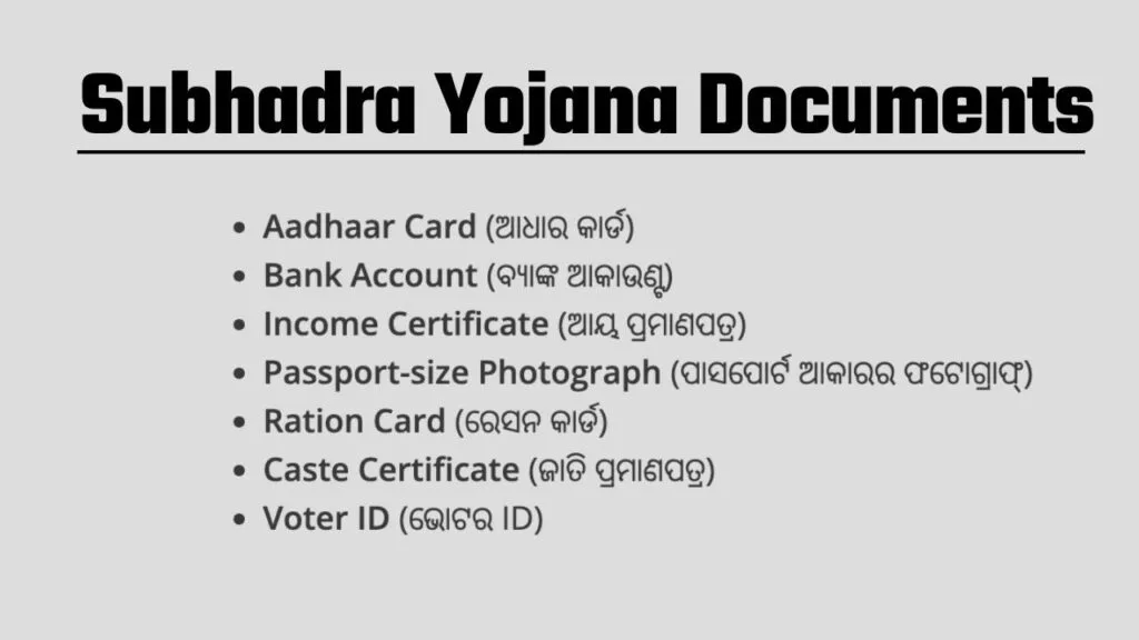 Subhadra Yojana Documents