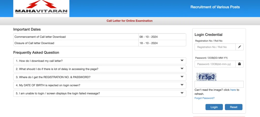 MSEDCL Junior Assistant Admit Card 2024