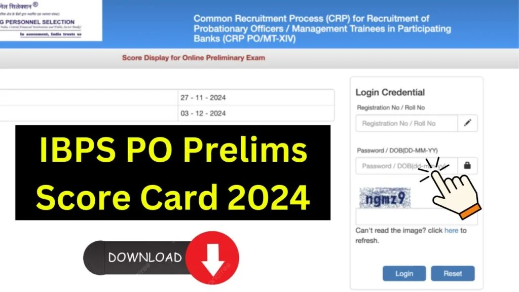 IBPS PO Prelims Score Card 2024