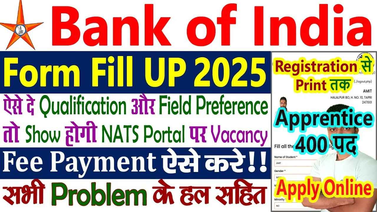 Bank Of India BOI Apprentice Recruitment Online Form 2025