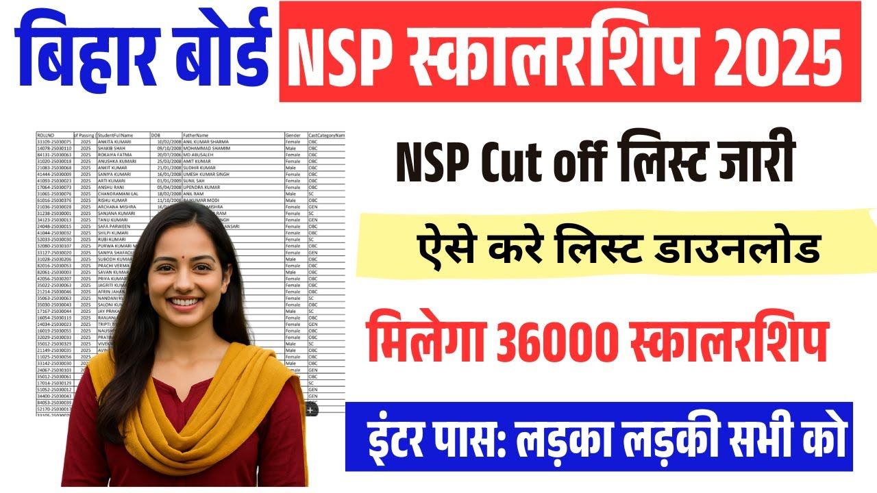 Bihar Board Inter NSP Cut Off List 2025