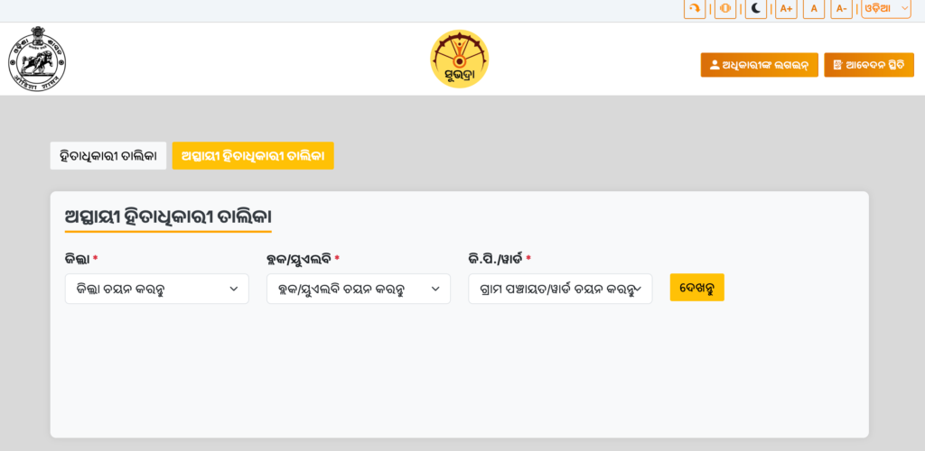 Subhadra Yojana Beneficiary List