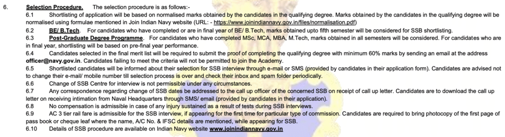 Indian Navy SSC Officer Recruitment 2026 Selection Process